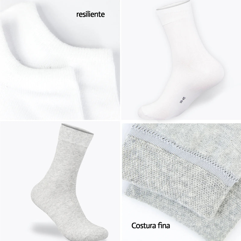 6 Pares de Meia de Algodão Cano Alto • Antibacteriano •  Anti-Odor •  Unissex